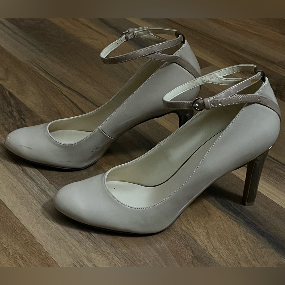 Nine West Nude Ankle Strap Pumps